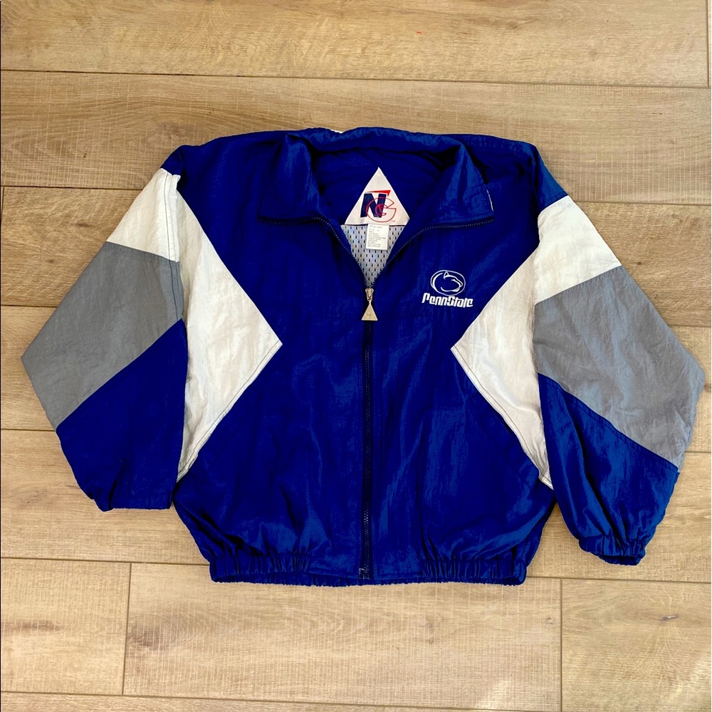 Vintage Penn State Nittany Lions Windbreaker NG Jacket Mens Small Blue White